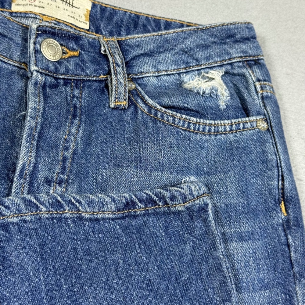 We The Free Free People Distressed Flare Jeans Medium Wash Blue Denim 25